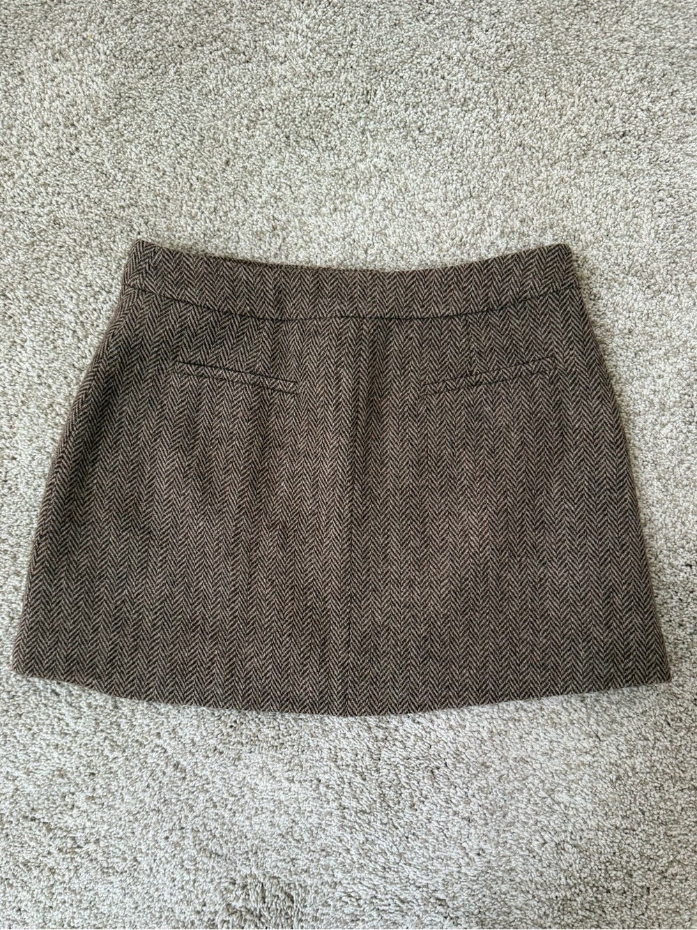 NWT ASTR The Label 100% Wool Bella Mini Skirt Brown Herringbone Size M - Picture 3 of 4
